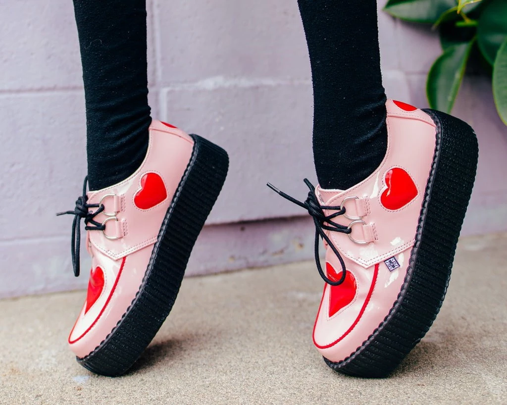 V3027 Back In Stock Pink & Red Heart Mondo Creeper