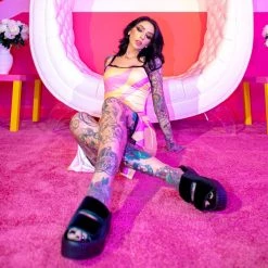 V3028L Black Velvet 2-Strap Slide Sandal Women