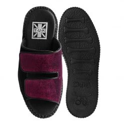 V3029L Burgundy Velvet 2-Strap Slide Sandal Women