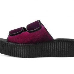 V3029L Burgundy Velvet 2-Strap Slide Sandal Women