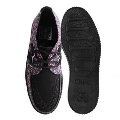 V3036 Women Black & Pink Floral D-Ring Viva Creeper