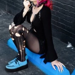 V3073 Dusty Blue Faux Suede Mondo Creeper