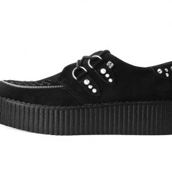V3075 Black Suede Zipper Studded Mondo Creeper New Arrivals