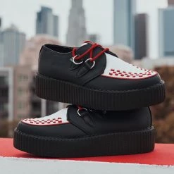 V3078 New Arrivals Black & White TUKskin™ Red Interlace Creeper