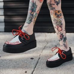 V3078 New Arrivals Black & White TUKskin™ Red Interlace Creeper