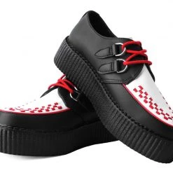 V3078 New Arrivals Black & White TUKskin™ Red Interlace Creeper