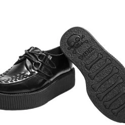 V6802 Women Black Leather Viva Creeper