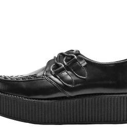 V6802 Women Black Leather Viva Creeper