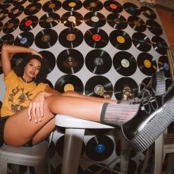 V6802 Women Black Leather Viva Creeper