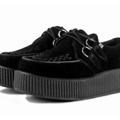 V7757 Black Suede Viva Mondo Creepers Women