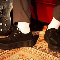 V7757 Black Suede Viva Mondo Creepers Women