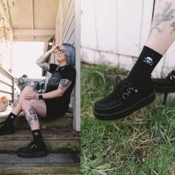 V7757 Black Suede Viva Mondo Creepers Women