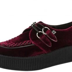 V8463 Women Burgundy Velvet Creepers