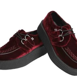 V8463 Women Burgundy Velvet Creepers