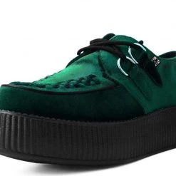 V8535 Women Emerald Green Velvet Viva Mondo Creeper