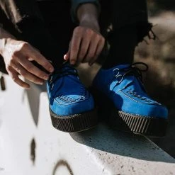 V9546 Blue Suede Viva Mondo Creeper Women