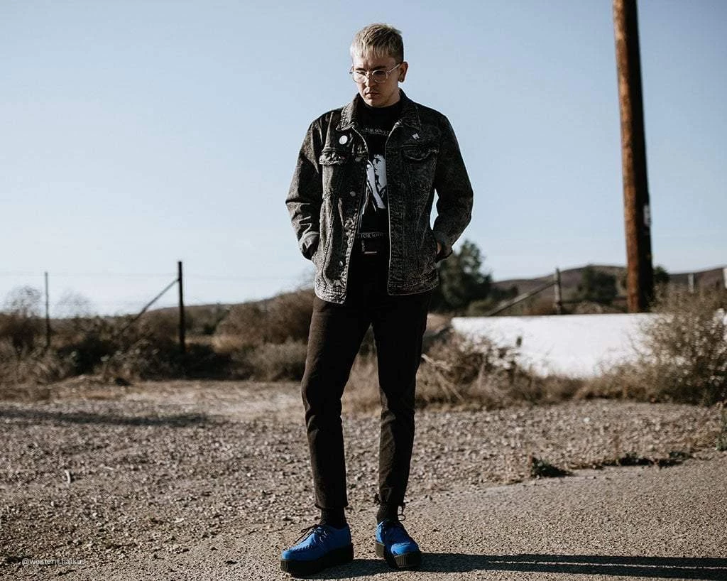 V9546 Blue Suede Viva Mondo Creeper Women