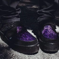 V9685 Black & Purple Leopard Monk Buckle Viva Mondo Creeper