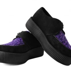 V9685 Black & Purple Leopard Monk Buckle Viva Mondo Creeper