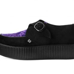 V9685 Black & Purple Leopard Monk Buckle Viva Mondo Creeper