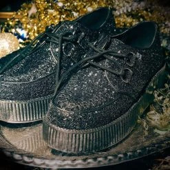 V9697 Women Black Glitter Viva Mondo Creeper