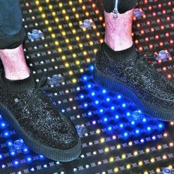 V9697 Women Black Glitter Viva Mondo Creeper