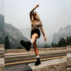 V9758L Women Black Velvet 7-Eye Viva Mondo Boot