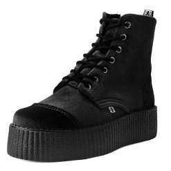 V9758L Women Black Velvet 7-Eye Viva Mondo Boot