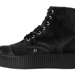 V9758L Women Black Velvet 7-Eye Viva Mondo Boot