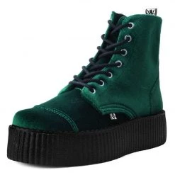 V9759L Women Green Velvet 7-Eye Viva Mondo Boot