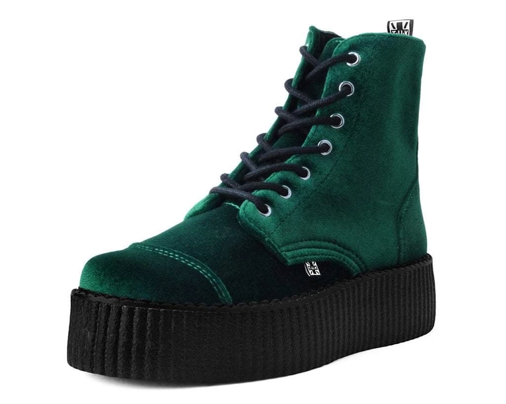 V9759L Women Green Velvet 7-Eye Viva Mondo Boot