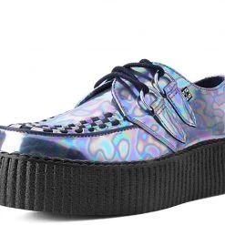 V9782 Chrome Oil Slick Patent D-Ring Interlace Viva Mondo Creeper Women