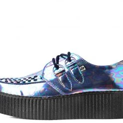V9782 Chrome Oil Slick Patent D-Ring Interlace Viva Mondo Creeper Women