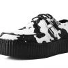 V9810 Black & White Cow Print D-Ring Interlace Viva Mondo Creeper