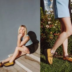 V9851 Mustard Faux Suede D-Ring Interlace Viva High Creeper Women