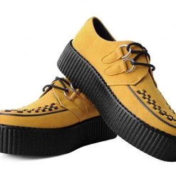V9851 Mustard Faux Suede D-Ring Interlace Viva High Creeper Women