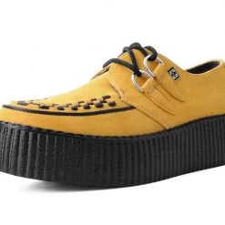 V9851 Mustard Faux Suede D-Ring Interlace Viva High Creeper Women