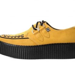 V9851 Mustard Faux Suede D-Ring Interlace Viva High Creeper Women
