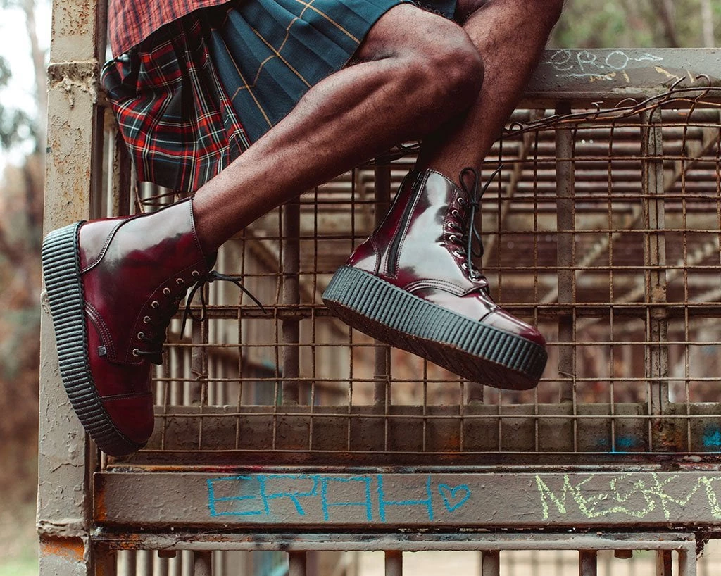 V9858 Burgundy Rub Off TUKskin™ 7-Eye Boot