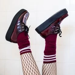 V9867 Burgundy Rub-Off TUKSkin™ & Tartan Creeper