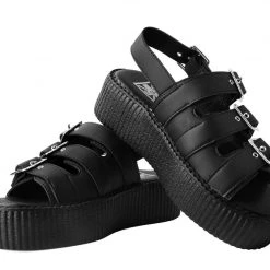 V9880L Black 3-Buckle Mondo Sandal Women