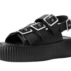 V9880L Black 3-Buckle Mondo Sandal Women