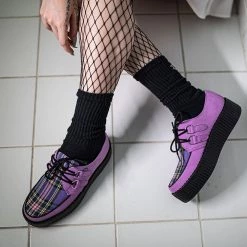 V9892 Lavender Suede & Tartan Creeper