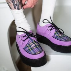 V9892 Lavender Suede & Tartan Creeper