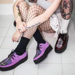 V9892 Lavender Suede & Tartan Creeper