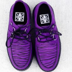 V9903 Purple & Zebra Faux Suede Creeper