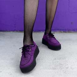 V9903 Purple & Zebra Faux Suede Creeper