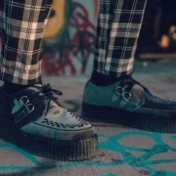 V9913 Grey Velvet Interlace Mondo Creeper Women