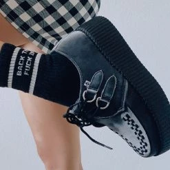 V9913 Grey Velvet Interlace Mondo Creeper Women