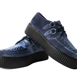 V9913 Grey Velvet Interlace Mondo Creeper Women